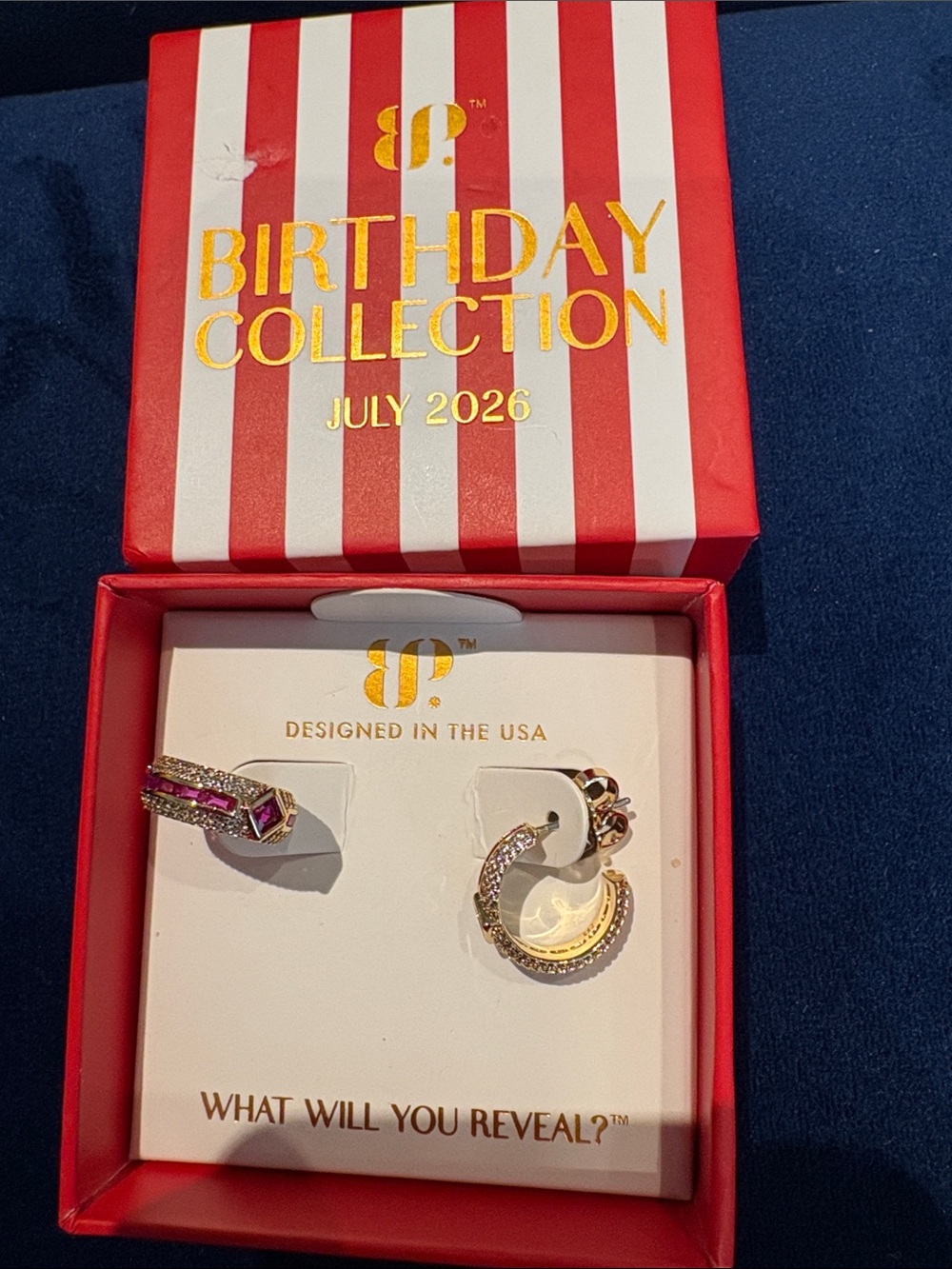 Birthday Collection July 2026 Pink & Gold Hoop and Ear Jacket Earrings